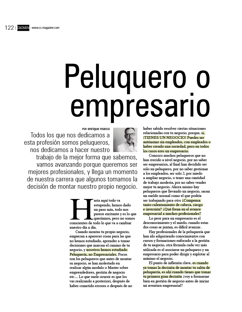 peluquiquepop's tweet photo. Artículo escrito por Quique, el responsable de @quiquepop “Peluquero o empresario“ para la revista @cyc_magazine @planetlookcom
#cycmagazine #planetlook #peluqueroempresario #peluquero #empresario #escribir #postpeluqueria #aprender #aprendercaminando https://t.co/nOZUtCZo1K