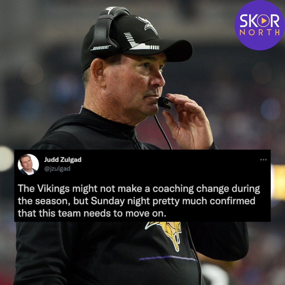 SKORNorth's tweet photo. TIME TO MOVE ON: Is it time for the Minnesota Vikings to move on from Mike Zimmer? 🤔 https://t.co/V6Ngv9Tzf5