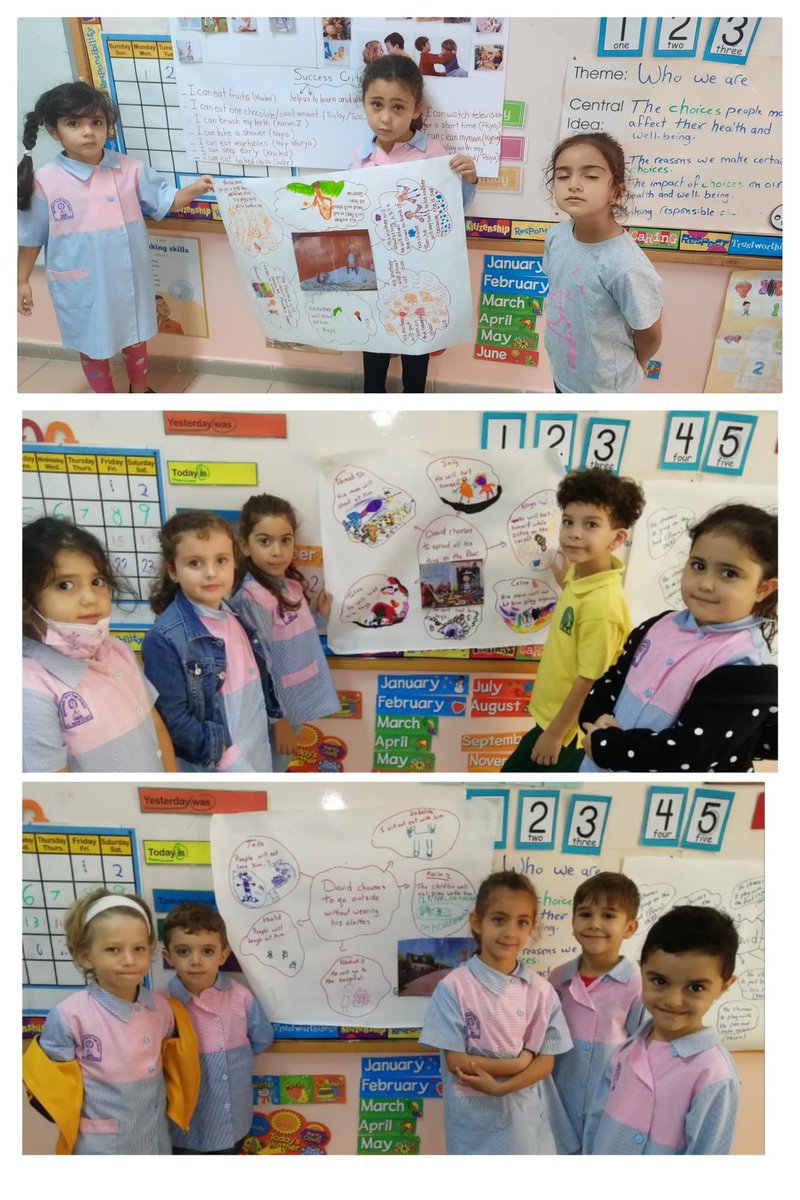 After reading "No David" story, KG3A learners used their communication skills to present the impact of David choices on his health and well being #Who we are <a href="/Hhhsinfo/">Houssam Hariri HS</a> <a href="/tbaassiri/">Tharwat Baassiri</a> <a href="/DaraziFarah/">Farah Darazi</a> <a href="/TawilNoor/">Noor Taweel</a> <a href="/rashakaadan/">Rasha Kaadan</a>