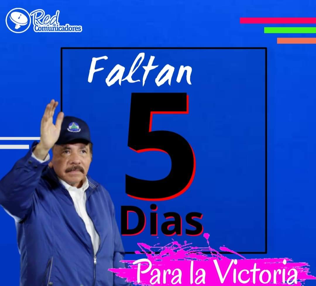 #Nicaragua Estamos a 0️⃣5️⃣ Dias de la GRAN VICTORIA ELECTORAL 🔴⚫

#DanielPresidente2021 #UnidadParaLaProsperidad 🤩🇳🇮