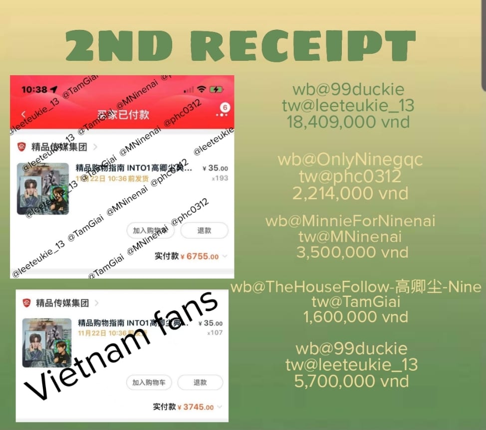 CpforNine's tweet photo. For Nine's first magazine, we've always tried our best to let Nine know he deserves the best❤️
@leeteukie_13 52,084,000 VNĐ
@MNinenai 5,185,000 VNĐ
@TamGiai 3,100,000 VNĐ
@phc0312 9,237,000 VNĐ
#INTO1Nine
#นายท่านกรชิต #高卿尘
#AlwaysBeWithNine
#รีแลกโดน้องนาย https://t.co/IFtgCqNoxB