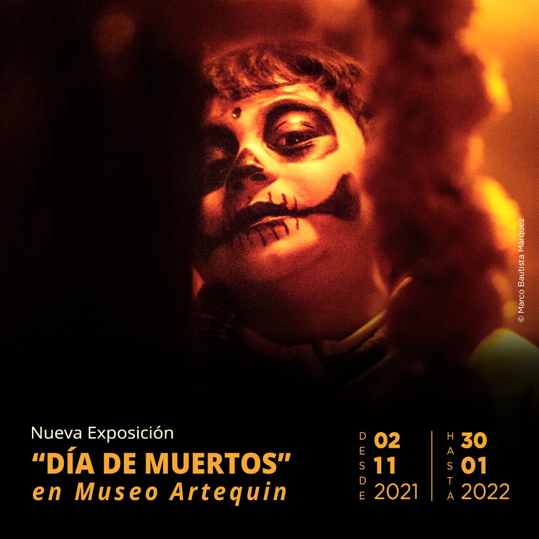 EmbaMexChi's tweet photo. Hoy inauguramos la exposición fotográfica “Día de Muertos”, de los artistas Marco Bautista Márquez (🇲🇽) y Ángel Cristi Berríos (🇨🇱) en @artequin. 
Visítala desde el 03 de noviembre en Portales 3530, comuna de Santiago🏙️
Conoce aquí los horarios y valores de entradas👇🏾👀 https://t.co/mEfIeEeyZK