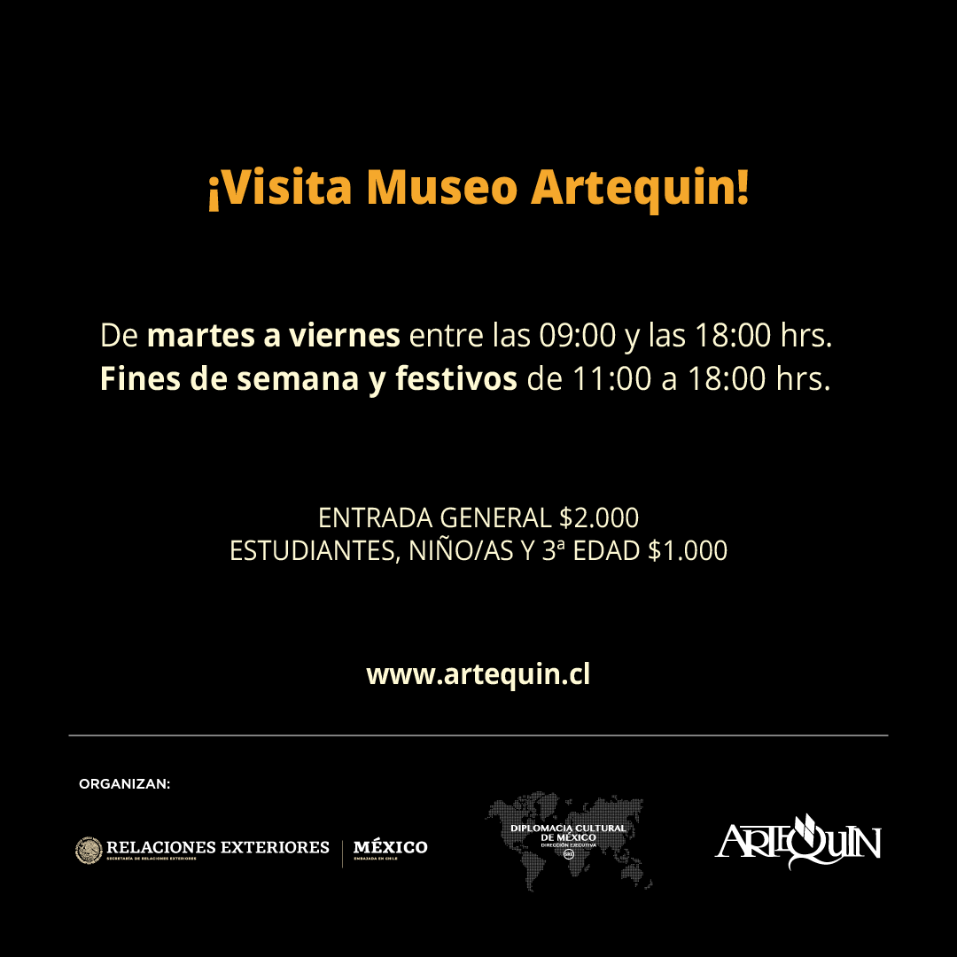 EmbaMexChi's tweet photo. Hoy inauguramos la exposición fotográfica “Día de Muertos”, de los artistas Marco Bautista Márquez (🇲🇽) y Ángel Cristi Berríos (🇨🇱) en @artequin. 
Visítala desde el 03 de noviembre en Portales 3530, comuna de Santiago🏙️
Conoce aquí los horarios y valores de entradas👇🏾👀 https://t.co/mEfIeEeyZK