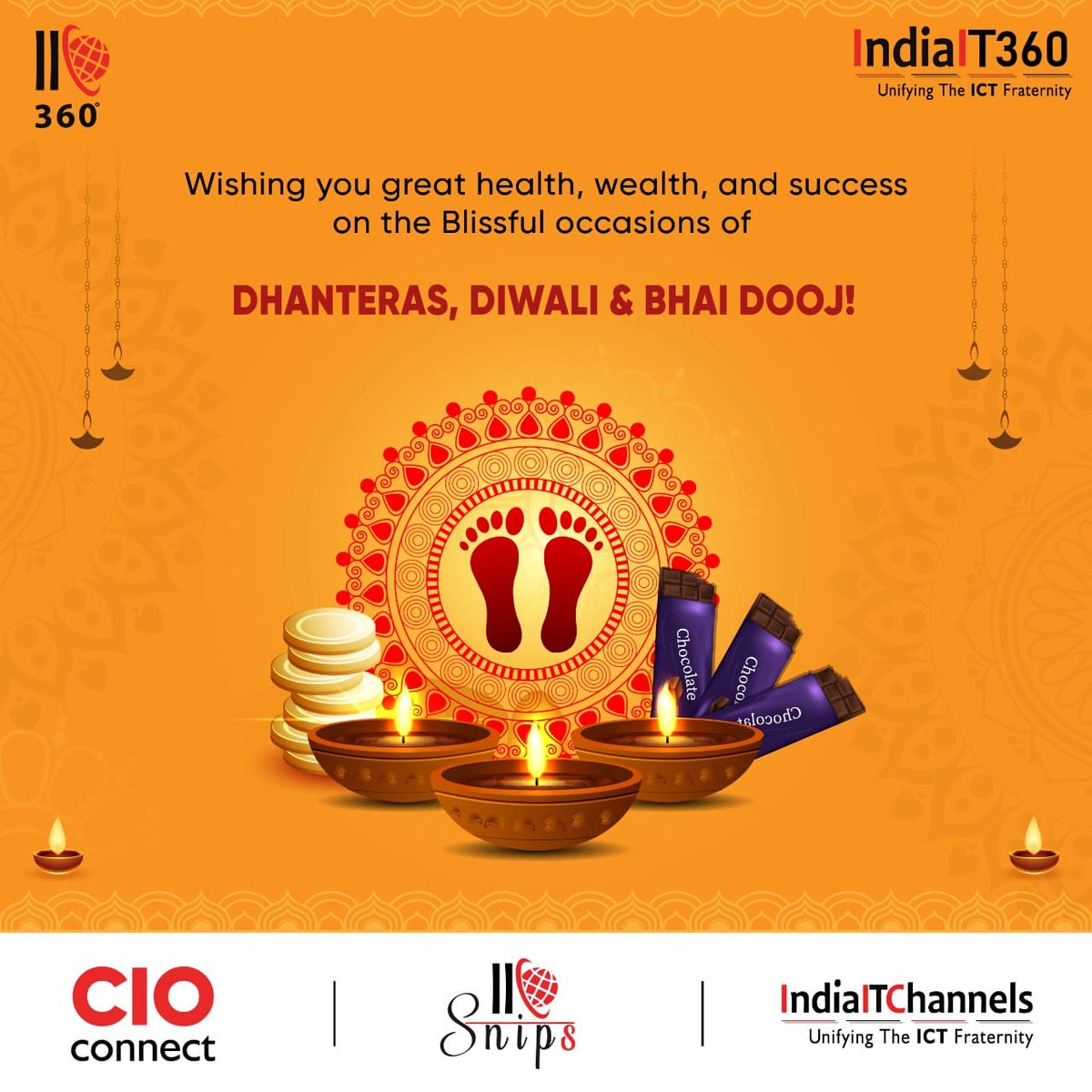 Indiaitchannels's tweet photo. We wish you great health, wealth, and success on the Blissful occasions of Dhanteras, Diwali, and Bhai Dooj!

#Dhanteras #HappyDhanteras #HappyDiwali #HappyBhaidooj #IIC #IndiaIT360 #IICSnips #CIOConnect https://t.co/rWUQHkG7Hz https://t.co/t5iNJPcqNK