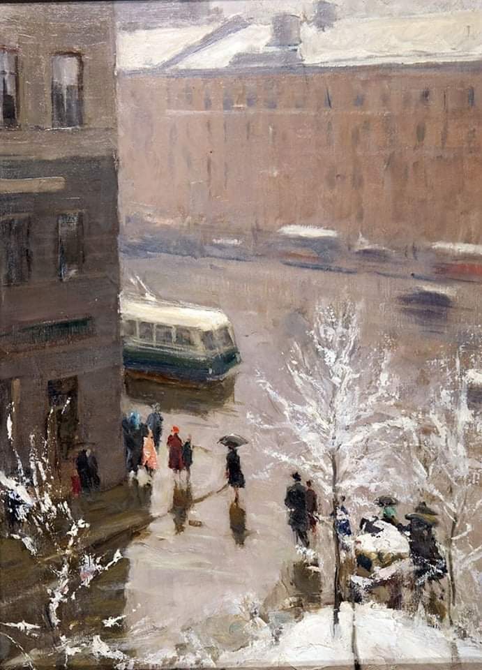 fraveris's tweet photo. Nikolay Sokolov (1903-2000) First snow in Moscow, 1960 https://t.co/g9RFReAHsx