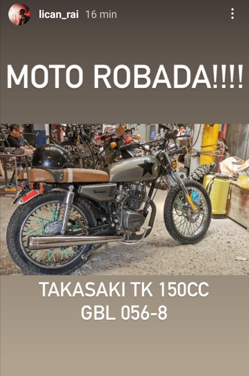 Le robaron la moto a mi Hermano en #Melipilla, desde el estacionamiento de su dpto. Si la ven avisen por favor. Si no su RT nos sirve tb. Gracias <a href="/EpiOnTheRocks/">EPI ¯\_(ツ)_/¯</a> <a href="/marielauau/">marielauau</a> <a href="/cdmelipilla/">Deportes Melipilla</a> <a href="/HinchasMeli/">Hinchas Melipilla</a>
