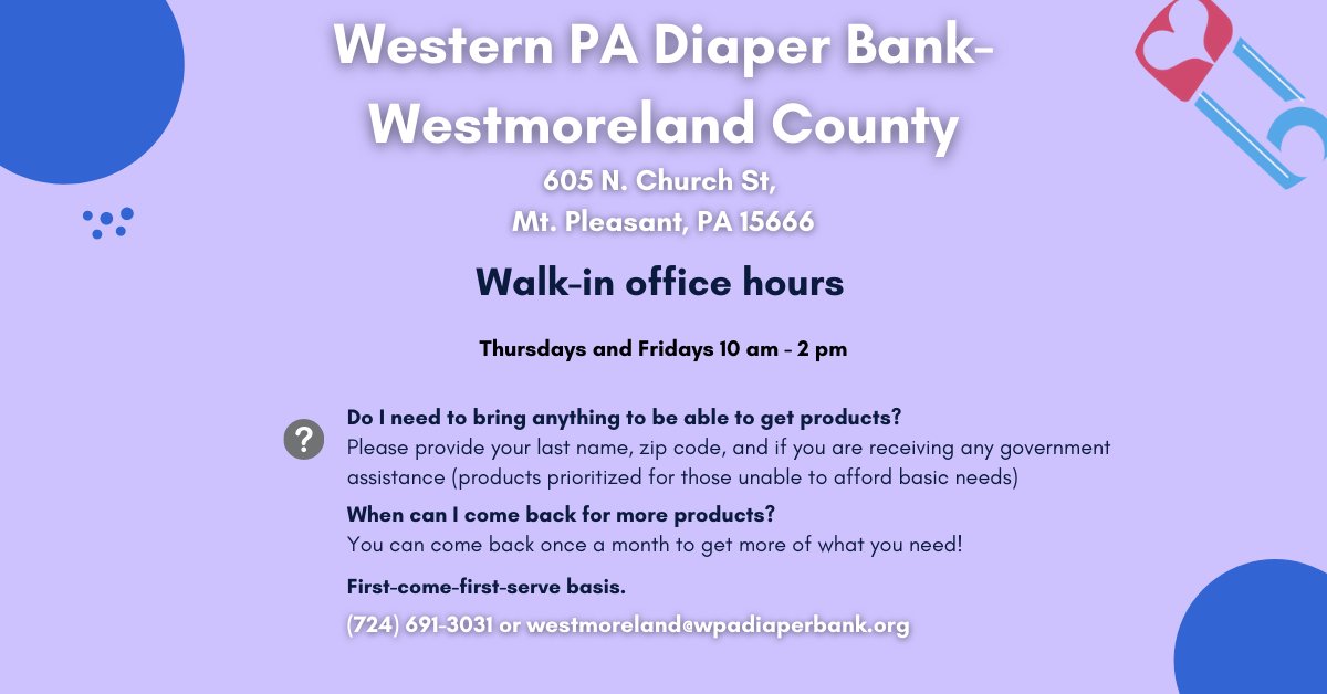 Western PA Diaper Bank on Twitter "Every Thursday and Friday from 10
