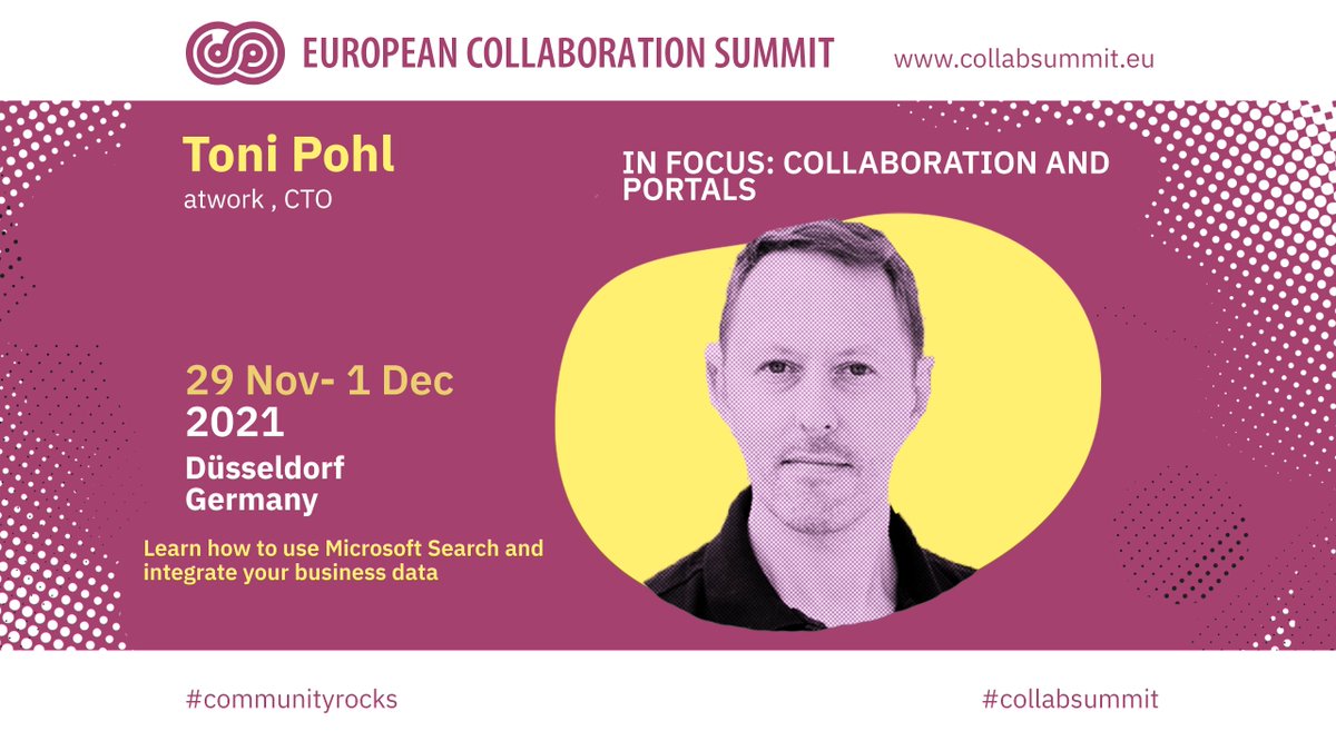 collabsummit's tweet photo. This session will demonstrate how to use and to build your own Microsoft Graph Connectors with real world examples to enable your users to find data easily: Ingest data - Automate - Integrate – Find. Welcome to #CollabStage, @atwork . #communityrocks #CollabSummit https://t.co/lgz9us74G9