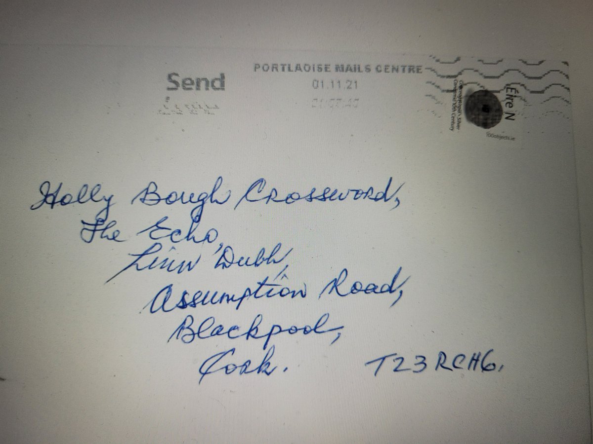 Corkhollybough's tweet photo. If you were hoping to be the first to send in your entry for the 2021 Holly Bough crossword, you've lost! This arrived at 10am today. #quickoffthemark #hollybough https://t.co/FrndomQYn3