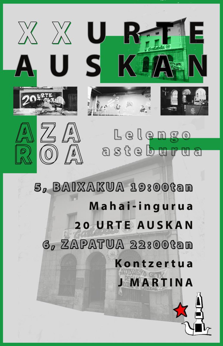 MUGAgaztetxia's tweet photo. Urteurrenai hasieria emango dixeu asteburu hontan! https://t.co/ku543dajJ5