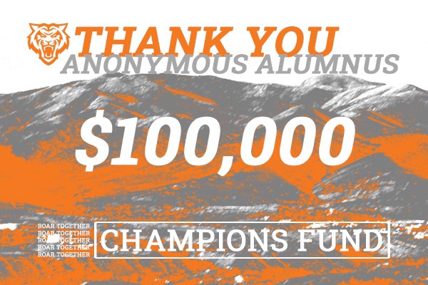ISUBengals's tweet photo. Every #Prepare2Roar donation makes an incredible impact on the overall student-athlete experience at Idaho State University. THANK YOU to an anonymous alumnus for your extremely generous gift of $100,000 to the Champions Fund! #RoarTogether

https://t.co/h2FnvvhdOQ https://t.co/7S7RY9VXmJ