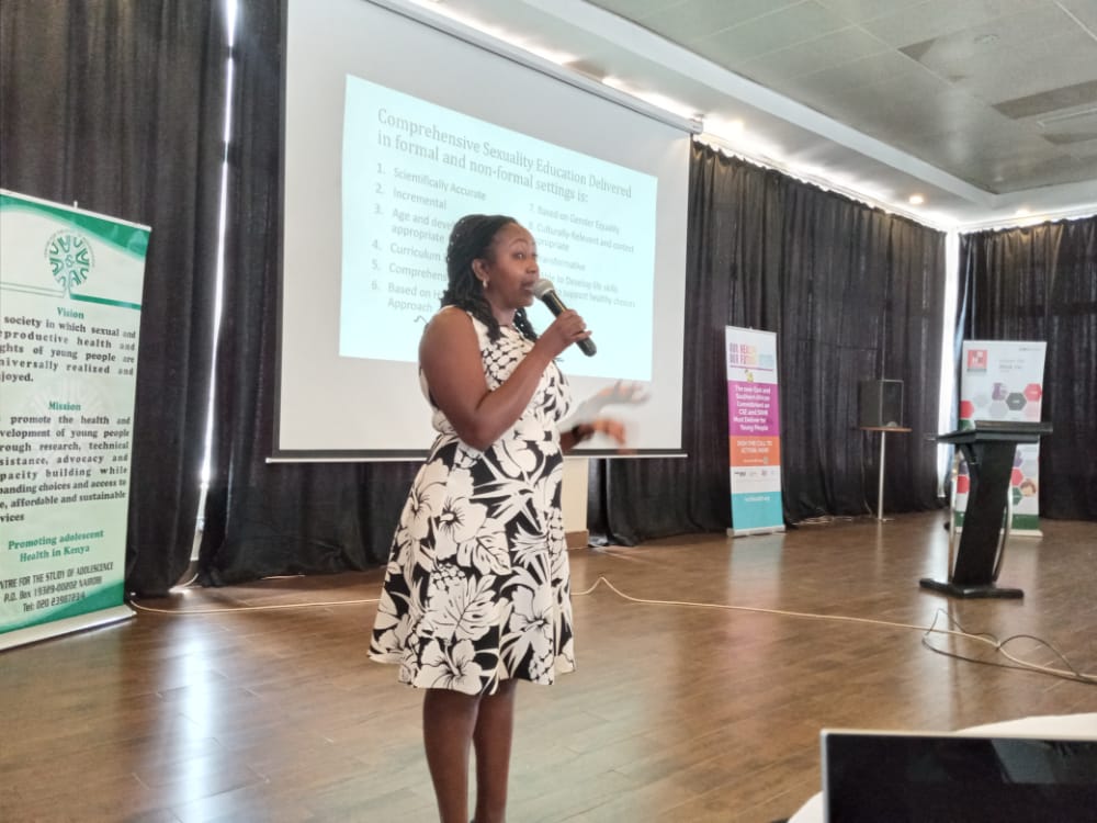 LVCTKe's tweet image. 'Comprehensive education encompasses sexual rights and human right, gender based violence, contraception, HIV, life skills and it improves the health outcomes for Adolescents and young people'. Mwikali  Kivuvani @KenyaSRHR  
#OurHealthOurFuture