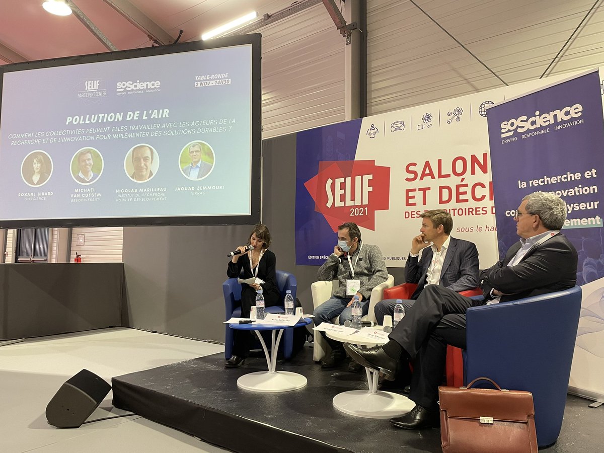 SoScienceTweet's tweet photo. 🎙En direct du @SalonSELIF  

👉 Comment les collectivités peuvent-elles travailler avec des acteurs de la #recherche et de l’#innovation pour implémenter des solutions durables ?

#Selif2021 #SELIF #AirPollution https://t.co/nTXFSUvYN8