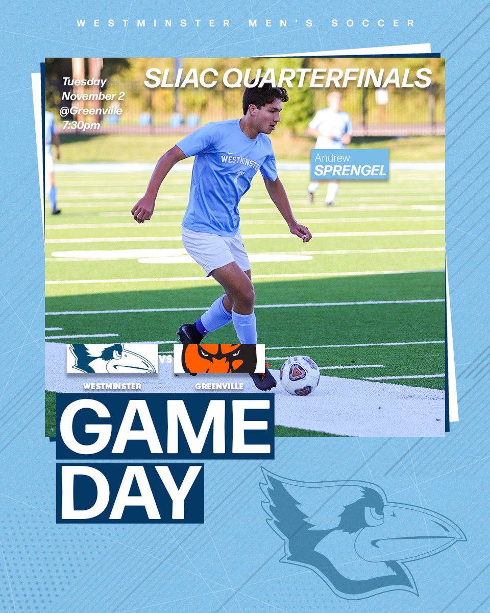 WestminsterAthletics (@wc_bluejays) on Twitter photo After making the Conference Tournament on the final day of the season the Westminster College men’s soccer team is looking to make some noise tonight on the road! It’s GAMEDAY!!!
🆚 <a href="/GUPanthers/">Greenville University Athletics</a>
📍Greenville, IL
⌚️7:30 p.m.
📺 team1sports.com/prepcasts/ After making the Conference Tournament on the final day of the season the Westminster College men’s soccer team is looking to make some noise tonight on the road! It’s GAMEDAY!!!
🆚 <a href="/GUPanthers/">Greenville University Athletics</a>
📍Greenville, IL
⌚️7:30 p.m.
📺 team1sports.com/prepcasts/