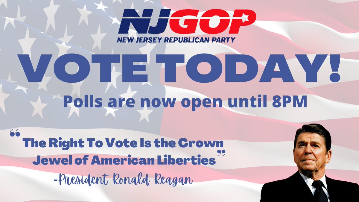 NJGOP's tweet photo. 🗳Have you voted to fire @PhilMurphyNJ yet? Polls are now open until 8PM. If you have any issues while voting please call our team at (609) 288-2925. For voting information, please visit https://t.co/T7HqRdcbgD https://t.co/a34m0m3Cuh
