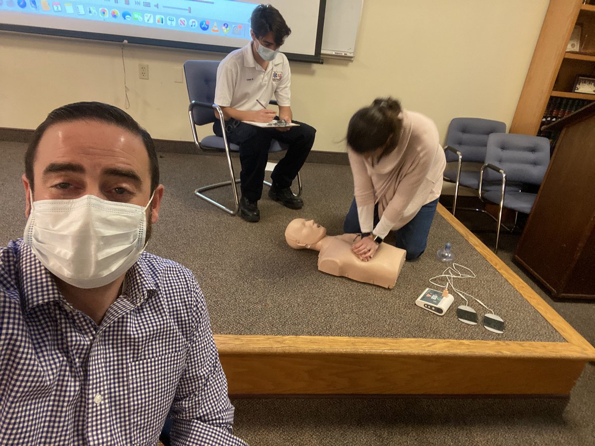The #student has become the #teacher and the #teachers have become the Ss. One of my Ss #teaching us #CPR for #professionaldevelopment today. Keeping Ss safe in our #teched classes. #stem #cte #engineering <a href="/DarienEMS/">Darien EMS - Post 53</a> <a href="/DarienHSCT/">Darien High School</a> #emergencyresponse