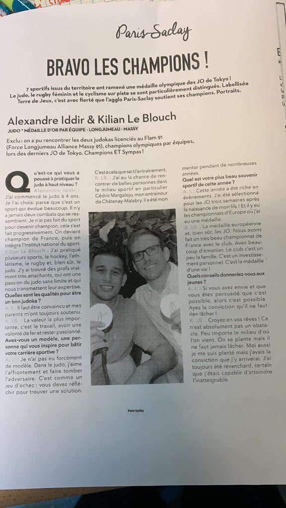 Merci <a href="/ParisSaclay/">ParisSaclay</a>  
Retour d’expérience avec <a href="/AlexIddir/">iddir alexandre</a> &amp; <a href="/Flam91judo/">Flam91</a> 🔥👌

#partage #teamflam91 #judo #JeuxOlympiques #passion #Tokyo2020 #Paris2024 
#rio2016 #gold #teamadidas 
#ambasadeursport91