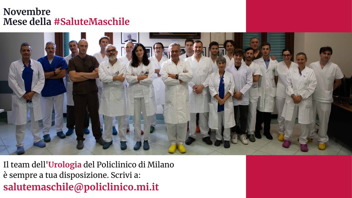 policlinicoMI's tweet photo. #Novembre è il mese dedicato alla #SaluteMaschile 
Nasce a #PoliclinicoMi un canale diretto con il team di professionisti dell'Urologia per rispondere a dubbi e domande sui disturbi maschili.

▶️ salutemaschile@policlinico.mi.it

#SanoASapersi #EssereUomo #PassaParola https://t.co/ew6WnMP3iu