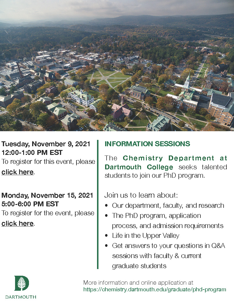 Please come join us on Tuesday Nov 9, 12-1 pm EST (tinyurl.com/2j74ud96) or Monday Nov 15, 5-6 pm EST (tinyurl.com/3ud4a9yc) for information sessions about our graduate program. Plz RT #RealTimeChem #BlackInChem #chemdiversity #ChemGrad