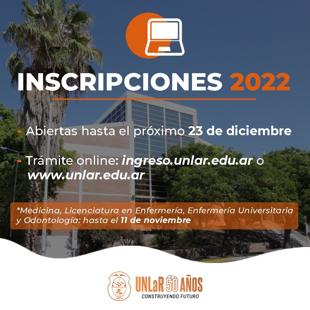 unlaroficial's tweet photo. La UNLaR ya inscribe para el ingreso 2022. Hasta el 23 de diciembre del presente año, se receptarán las solicitudes de inscripción para todas las carreras de grado y pregrado que ofrece la Casa de Altos Estudios. La modalidad de inscripción es virtual.
https://t.co/8Sbi0qhNUR https://t.co/Rdv2hAvV1d