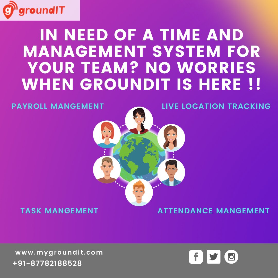 AppsGroundit's tweet photo. In need of a Time and Management system for your Team? No worries when GroundIT is here
Try GroundIT App Now!!!
Call: 8778218528 / info@sysmedac.com
.
.
.
.
#business #employeemanagement #livetracking #mobileapps #payroll #hrapp #attendance #groundit #sysmedac https://t.co/aZub2uvYwY