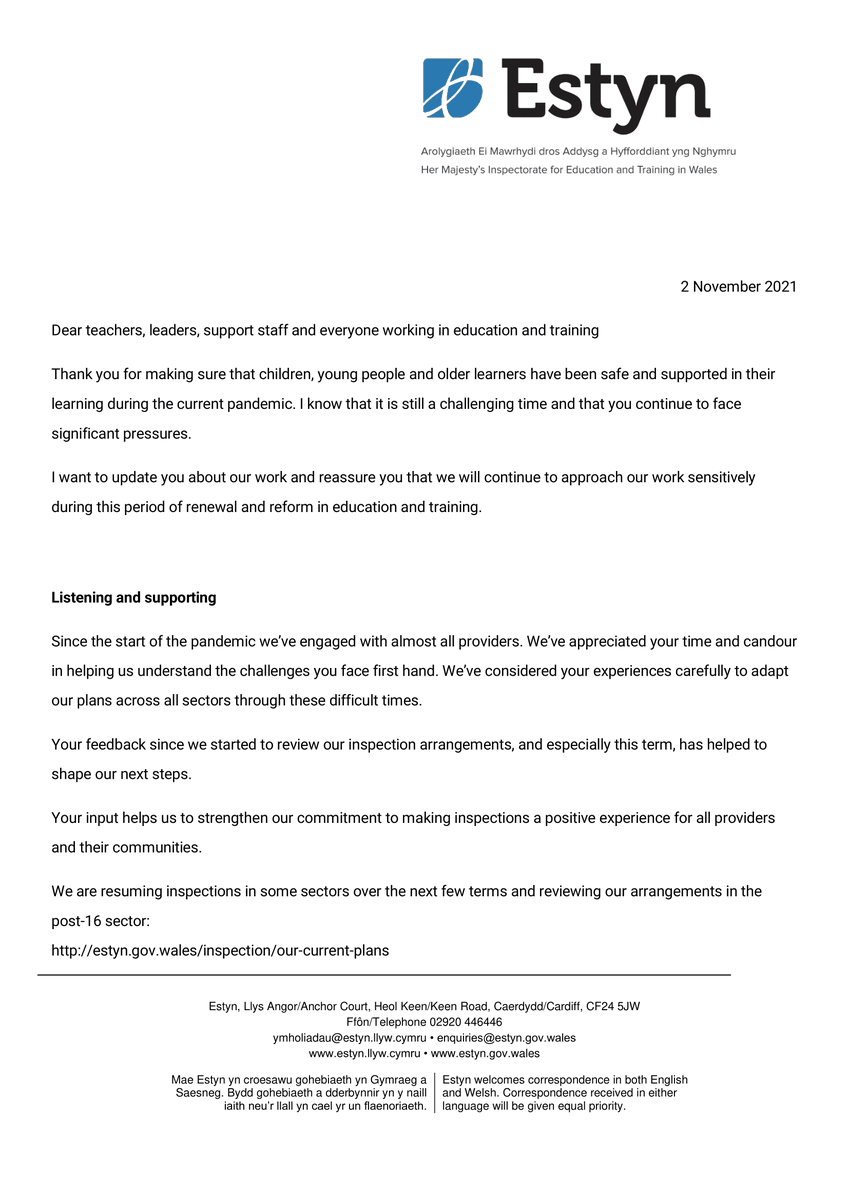 Estyn On Twitter Here s A Letter From Her Majesty s Chief Inspector estyn-on-twitter-here-s-a-letter-from-her-majesty-s-chief-inspector