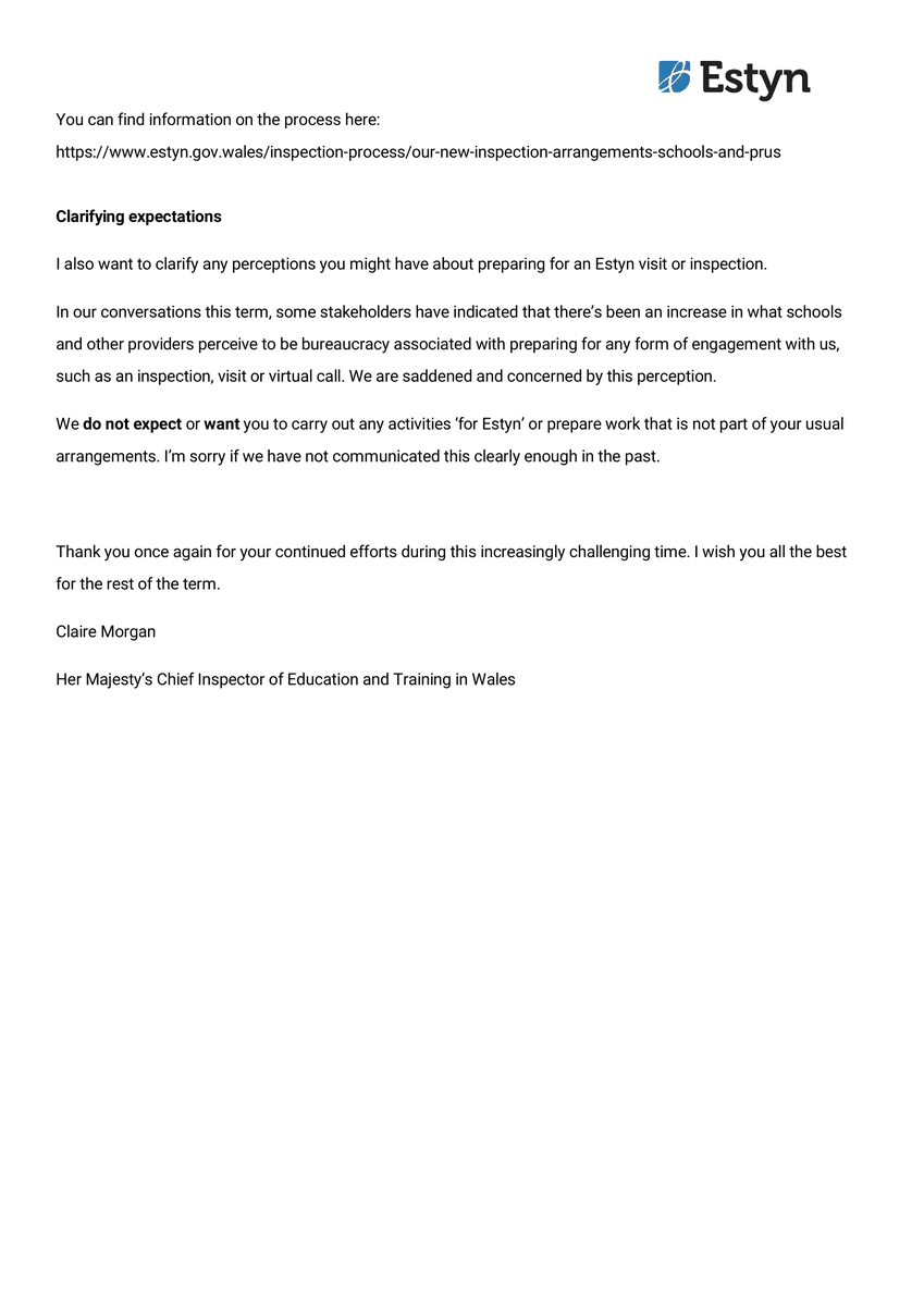 Estyn On Twitter Here s A Letter From Her Majesty s Chief Inspector estyn-on-twitter-here-s-a-letter-from-her-majesty-s-chief-inspector