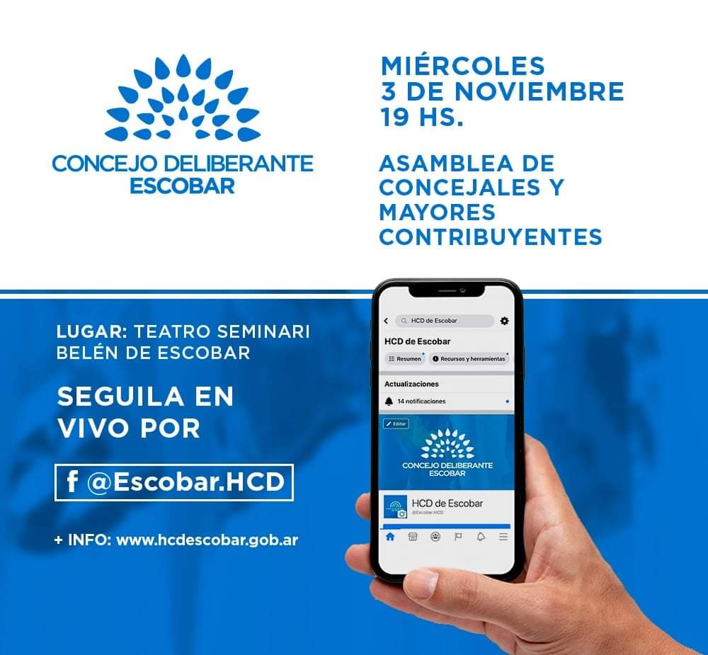 EscobarHCD's tweet photo. El Concejo Deliberante realizará una Asamblea de Concejales y Mayores Contribuyentes.

Presidida por @LuisCarranzaOK será llevada a cabo bajo estrictas medidas de bioseguridad.

Más info ▶️  
https://t.co/8f53flgmIR https://t.co/IvTVZJ7LXD
