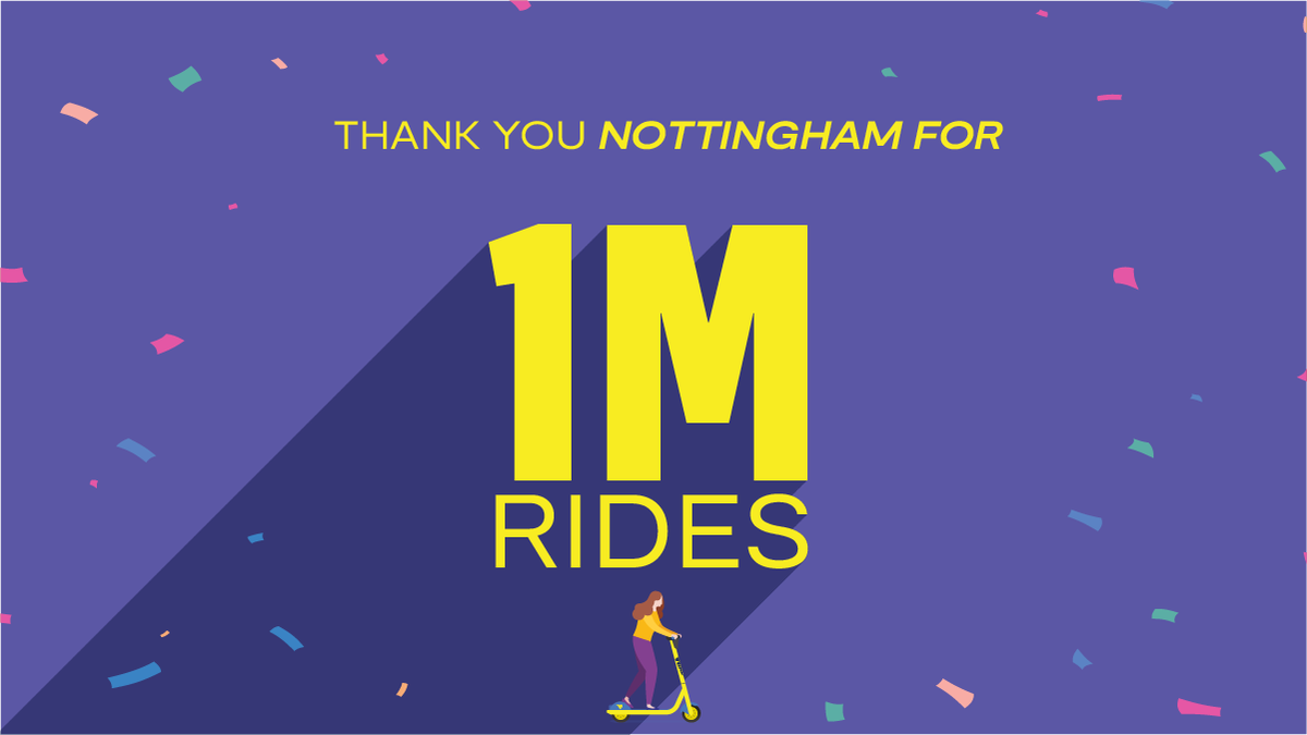 Thank you #Nottingham for 1 million rides since the launch of the #escooter trial!