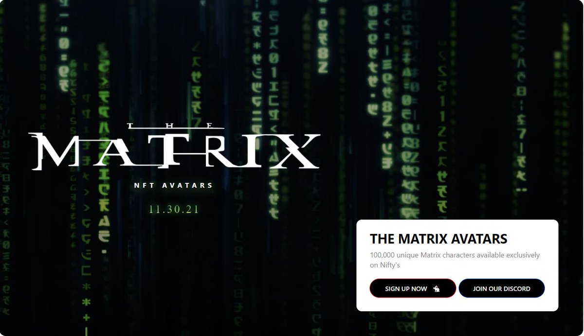 MatrixFans's tweet image. The Matrix NFT Project is coming!
matrixfans.net/matrix-nft-pro…
#NFT #TheMatrix #TheMatrixNFT #MatrixNFT #NFTcollector @Niftys @wbpictures