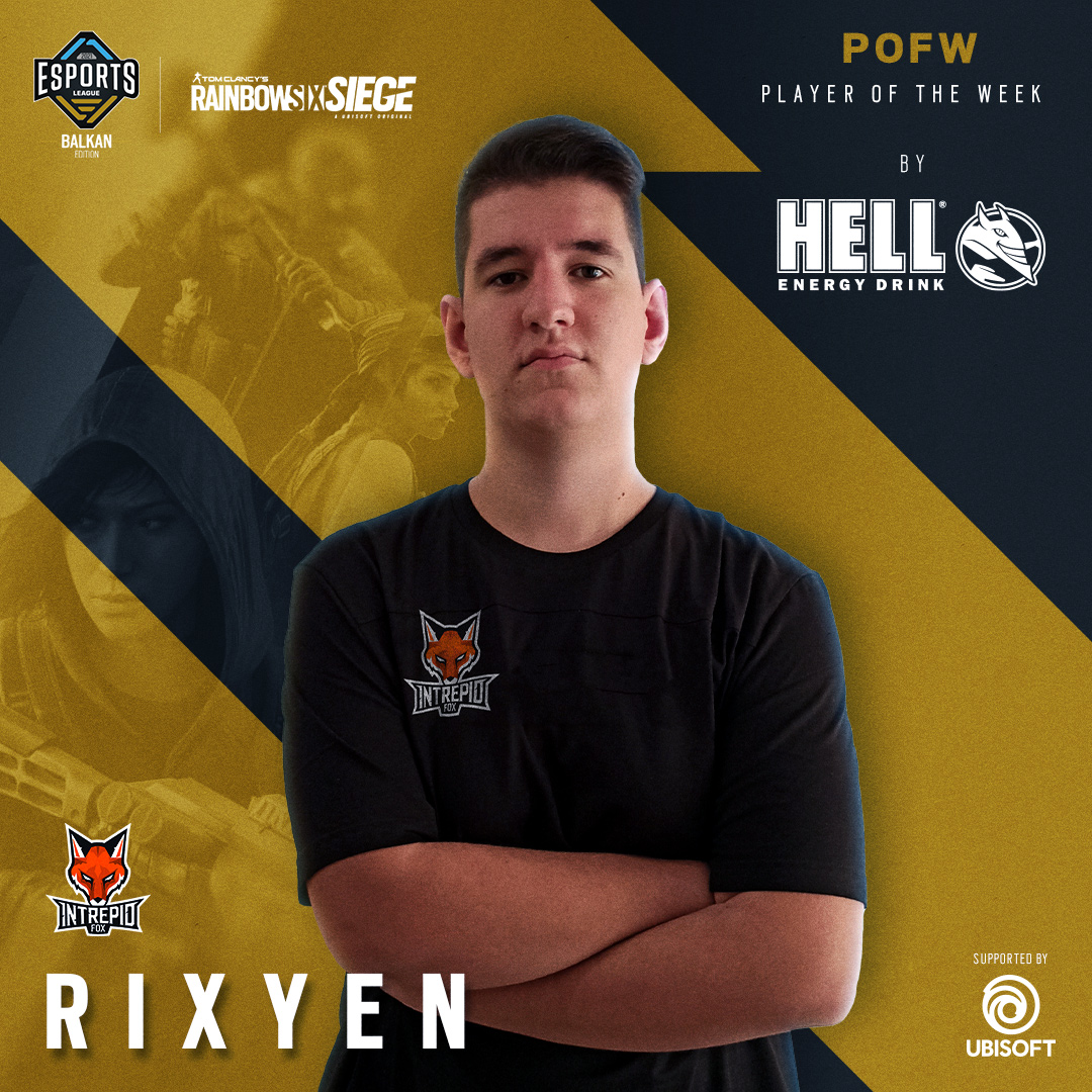 eSportsLeagueGR's tweet photo. 🏆| @rixyenR6 from @intrepidfoxgg is the #HELLENERGY MVP of the 4th week.
Congratulations Rixyen, for your second MVP of the Week!
Official Supporter | @Ubisoft
#eleague #ubisoft #balkanleague #r6siege #r6league #esportsleague #balkanedition https://t.co/bVrzfmXT8p