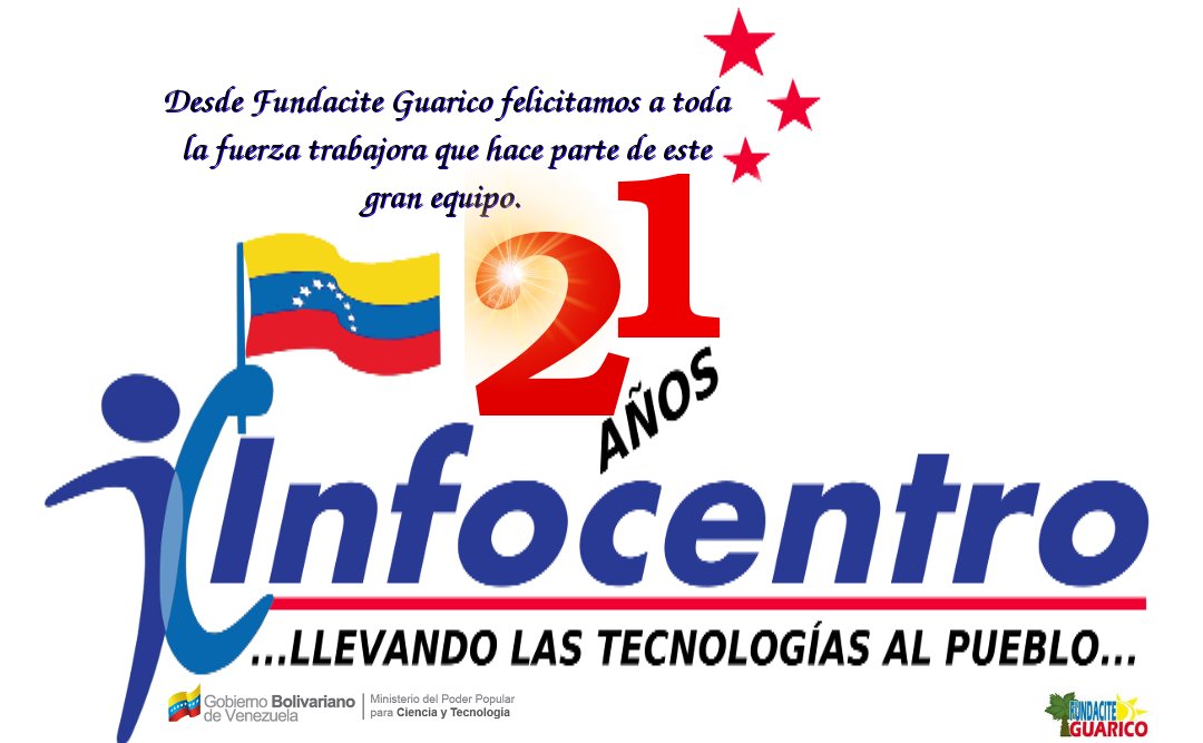 FundaciteGuaric's tweet photo. Desde @FundaciteGuaric celebramos el 21 aniversario de @EnInfocentro, una de las primeras ideas de inclusión que tuvo nuestro comandante Hugo Rafael Chavez Frías para llevar tecnologías de información, a las comunidades mas humildes de la patria.
#21YVamosPorMás https://t.co/nU9TJ3ABgJ