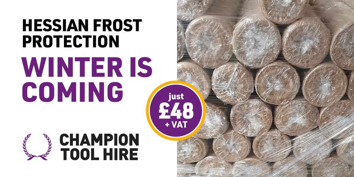 ❄️ Had to do the first car window ice scrape of the year this morning! Frosts are coming ❄️  Luckily, we've just taken delivery of these rolls of Hessian Frost Protection for the winter season.
championtoolhire.co.uk/product/hessia…