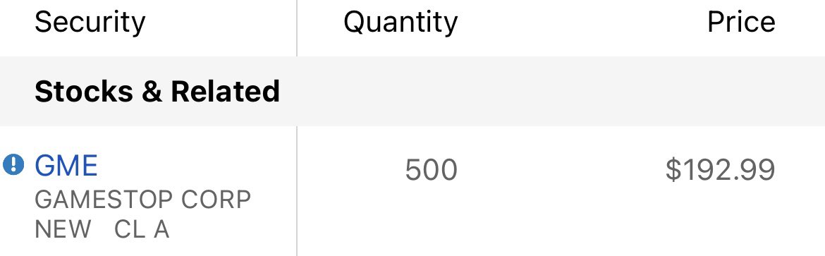 Been in it since $20, but decided to up my position today. Apes together strong #GME #MOASS #GameStop #HODL