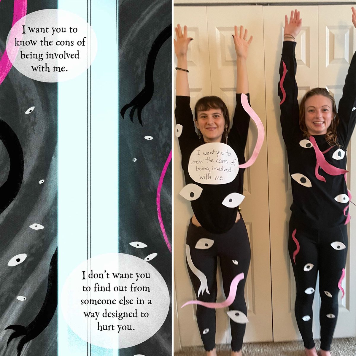 LoreOlymPOD's tweet photo. Lo Halloween costume 2 of 3: descending into Tartarus.

We really love that this costume was both easy to construct AND completely inscrutable to outside observers. #loreolympus https://t.co/iLCcDIrwD8
