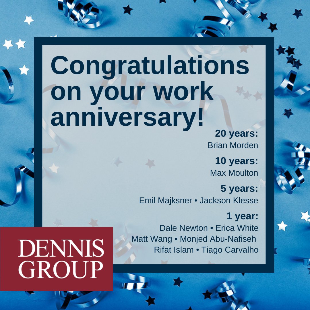 dennis_group's tweet photo. Congratulations to our teammates with November milestone work anniversaries! 

#MilestoneWorkAnniversary #DennisGroup https://t.co/6bGORe8FLe