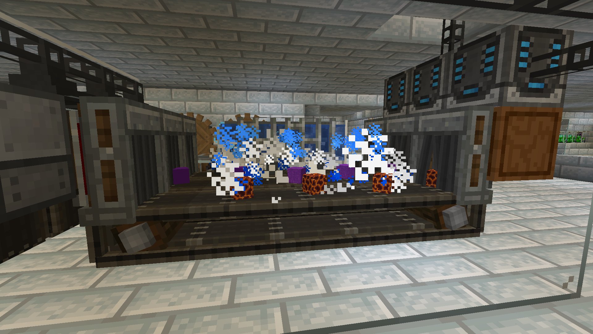 雷瑠ゲームちゃんねる 今回は新たなmod Chunk Loaders のチャンクローダーの設置と 各種施設の増改築を行いました 今回である程度は自動施設の建設が終わりましたので 今後は色々な建物や内装に触れていく予定です 左上 新チャンクローダー 右上