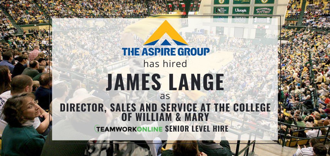 TeamWork_Jobs's tweet photo. Congratulations to James Lange on his new role with @theaspire_group as Director, Sales &amp; Service at @williamandmary! #SportsBiz #NewHire #SportsHire https://t.co/xERF9w1VAS
