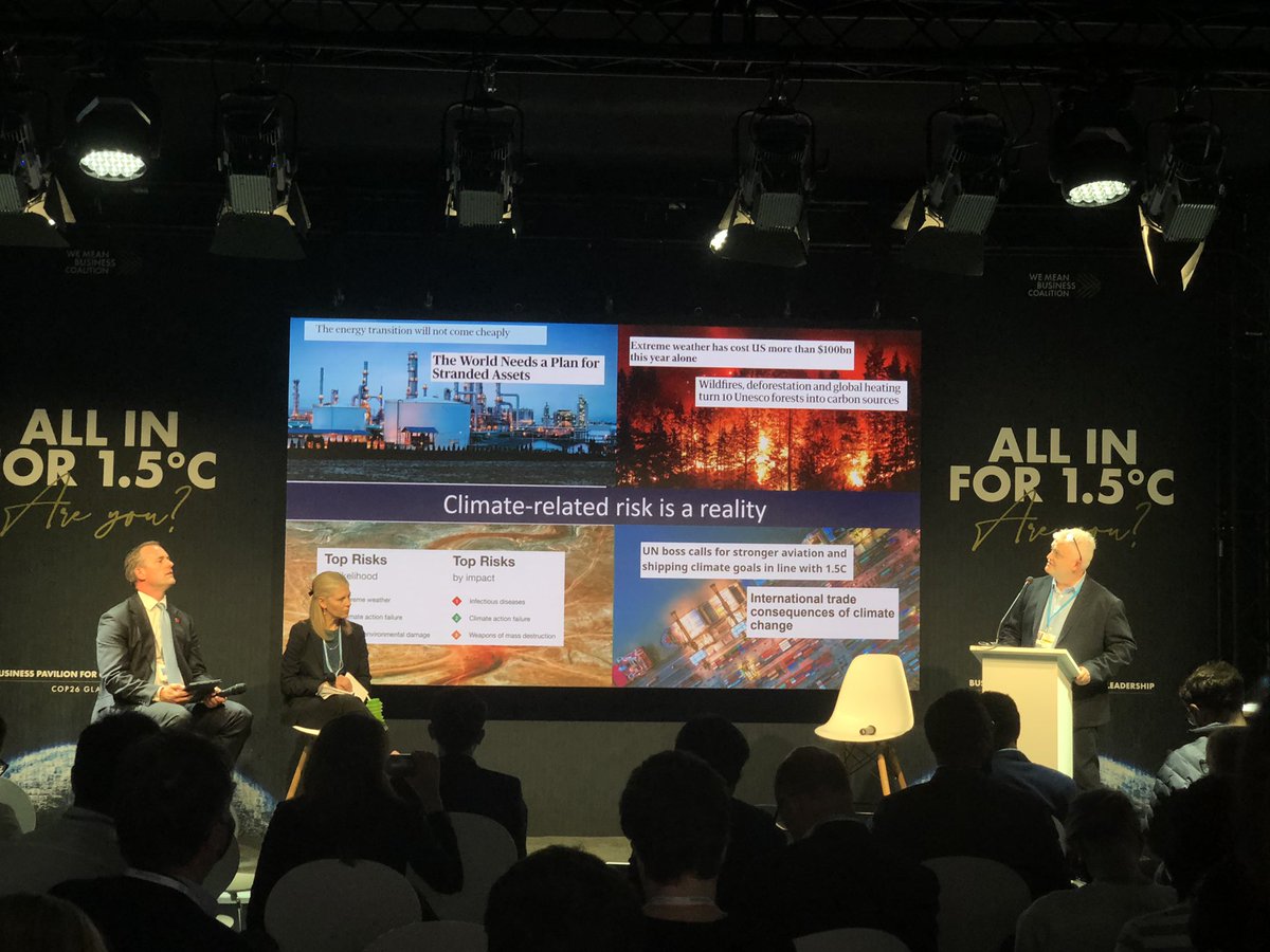 SimlaGursan's tweet photo. Rodney Irwin,CPO at @wbcsd mentioned at #COP26 climate-related risk is not a risk,it’s a reality. The question of “How likely is it to happen” should change: What should we do as a company when it happens.4 things should change TODAY: Risk management,Accounting,Disclosure,Finance https://t.co/aosQRypSUi