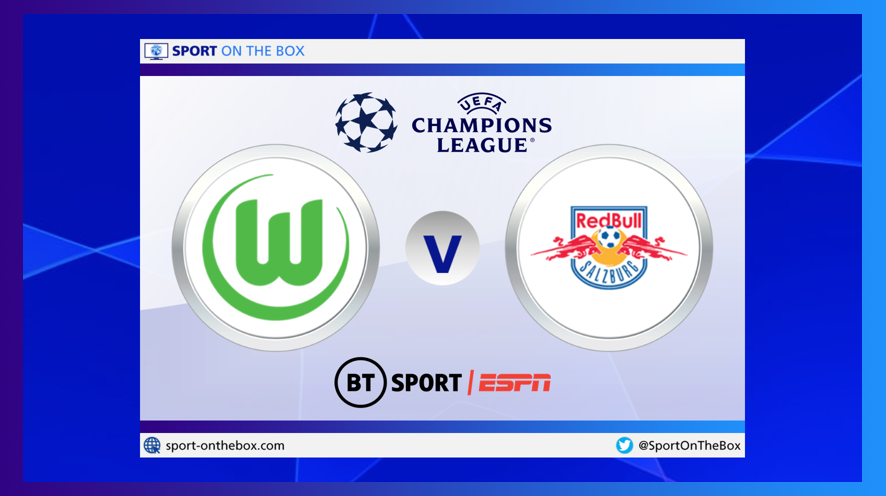 #Football ⚽️ LIVE 
 
#UCL <a href="/ChampionsLeague/">UEFA Champions League</a> 
<a href="/VfLWolfsburg_EN/">VfL Wolfsburg EN/US 🇬🇧 🇺🇸</a> 🆚 <a href="/FCRBS_en/">FC Red Bull Salzburg EN</a> 
 
📺 5.30pm <a href="/btsport/">TNT Sports</a> ESPN 
⏰ Kick-off 5.45pm 
 
➡️ sotb.in/football 
<a href="/btsportfootball/">tntsportsfootball</a>
