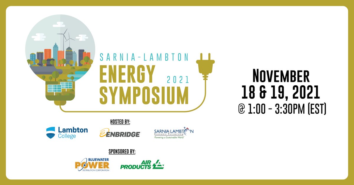 We are two weeks away! To Our Sarnia-Lambton Energy Symposium hosted by @LambtonLERC, <a href="/Enbridge/">Enbridge</a>  and <a href="/SLEconomicDev/">Sarnia-Lambton Economic Partnership</a> 

Join us on November 18 &amp; 19 from 1:00-3:30 (EST).

Register for free here: lnkd.in/eeJ5Nvtm