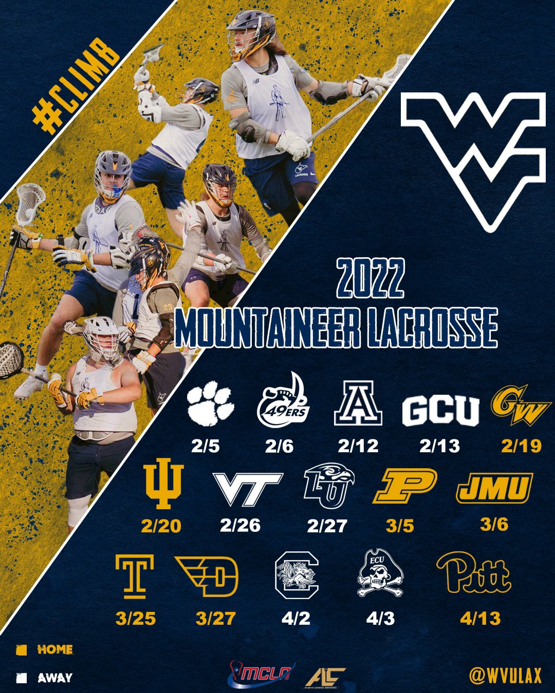 WVU Men's Lacrosse on Twitter "Your 2022 WVU Men’s Lacrosse schedule🥍