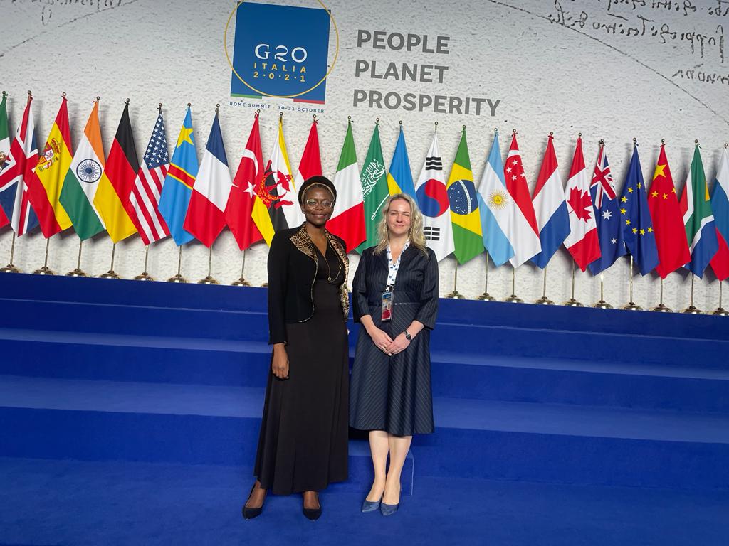 trudimakhaya's tweet photo. With the formidable, indefatigable Svetlana Lukash, a long standing G20 Sherpa for 🇷🇺, the only woman from a member country that I found when I joined this table in 2019 @LanaLukash https://t.co/07p0RaMDrK