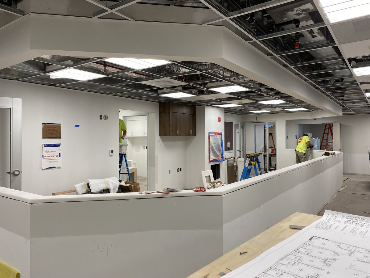 bkm_engineers's tweet photo. Photos from the ongoing Unit 47 Renovation at GBMC! The space includes anti-ligature fixtures in patient rooms and a supporting nurses station. Patient safety was the top priority of this renovation. Unit 47 is on track to be completed by the end of this year! https://t.co/1BiMXnconN