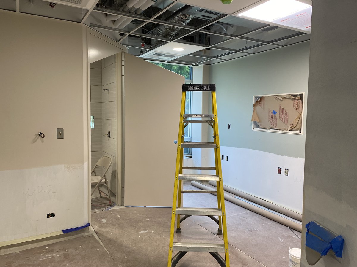 bkm_engineers's tweet photo. Photos from the ongoing Unit 47 Renovation at GBMC! The space includes anti-ligature fixtures in patient rooms and a supporting nurses station. Patient safety was the top priority of this renovation. Unit 47 is on track to be completed by the end of this year! https://t.co/1BiMXnconN