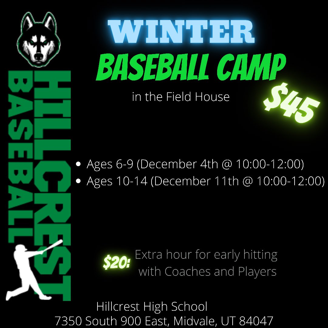 HillcrestHighB1's tweet photo. Hillcrest athletes will be putting on a camp for baseball and softball players 
Ages 6-9
https://t.co/OTKbVxJf1n
Ages 10-14
https://t.co/1ot9dSnQRK https://t.co/VrNQfPcor8