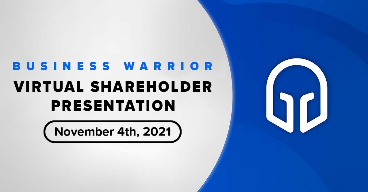 BizWarriorLIFE's tweet photo. Business Warrior executives to host a virtual shareholder presentation on Thursday, November 4th, 2021 @ 1:00 p.m. pst/4:00 p.m. est.

Reserve your spot here: https://t.co/uTLfOXX027

Check out the full release to learn more: https://t.co/7qmWZXFLbr $BZWR #BusinessWarrior https://t.co/ZcSMjHhqWT