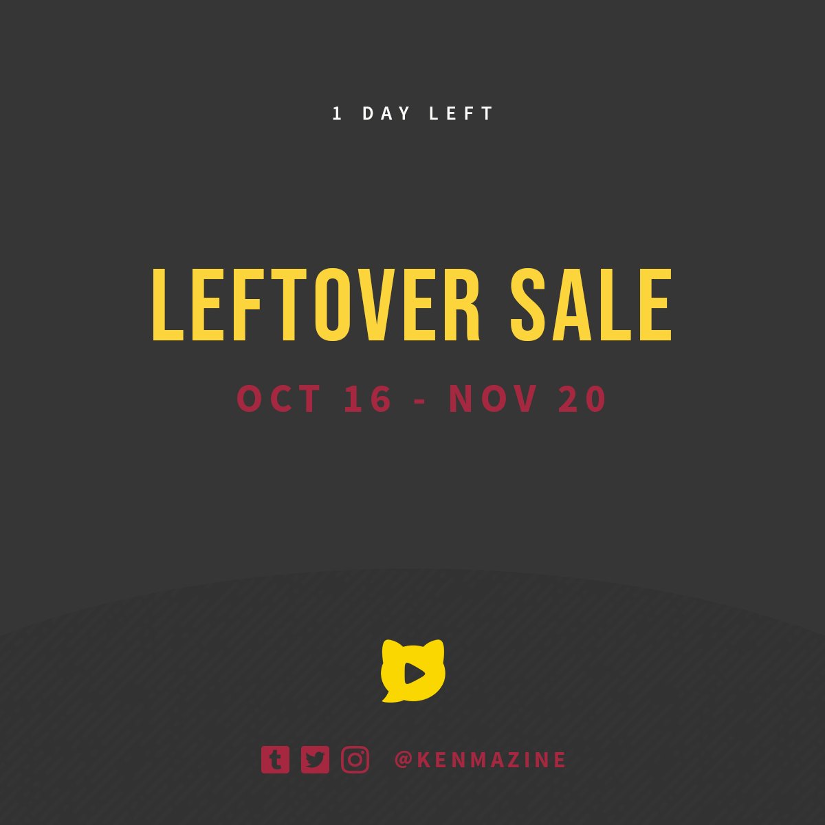 ✨ LEFTOVER SALES CLOSE TOMORROW ✨

Kodzuken is going offline on November 20th! There's still time to grab some items from on our store: kenmazine.bigcartel.com