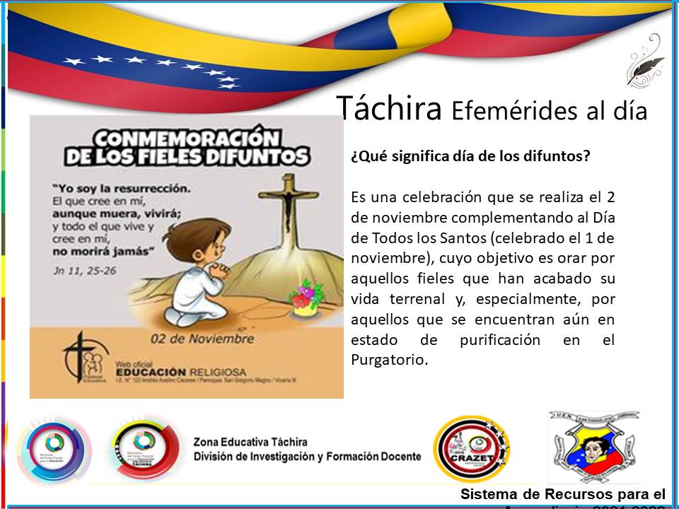 Charly Rojas Chaves (@charlychaves) on Twitter photo #Efeméride || #2Nov Conmemoración de los Fieles Difuntos.
➡️Es una conmemoración en recuerdo a todas aquellas personas fallecidas. Día designado por la iglesia católica.
#PoesíaEsAmor
<a href="/FreddyBernal/">Freddy Bernal</a>
@MPPEDUCACION
<a href="/ViceSocialT_ve/">Vice Social y Territorial</a> #Efeméride || #2Nov Conmemoración de los Fieles Difuntos.
➡️Es una conmemoración en recuerdo a todas aquellas personas fallecidas. Día designado por la iglesia católica.
#PoesíaEsAmor
<a href="/FreddyBernal/">Freddy Bernal</a>
@MPPEDUCACION
<a href="/ViceSocialT_ve/">Vice Social y Territorial</a>