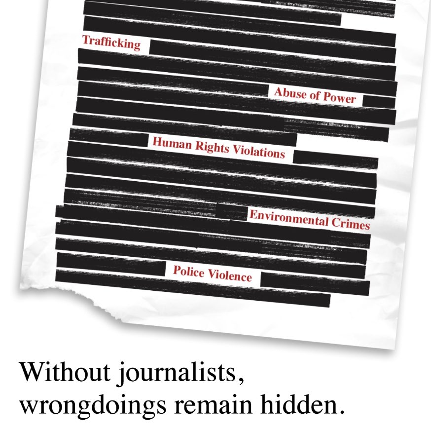 SweMFA's tweet image. Without journalists, there is no journalism. Without journalism, there is no democracy.

Today is International Day to #EndImpunity for Crimes against Journalists. Sweden is commited to #StandupforHumanRights and #ProtectJournalists! 

#DriveforDemocracy #ProtectFemaleJournalists